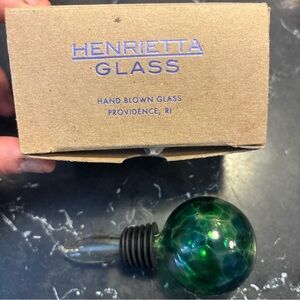 Henrietta Hand Blown Glass Stopper original box green